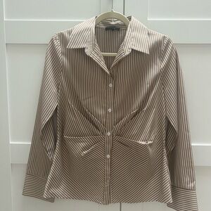 DREW Tan and White Striped Shirt